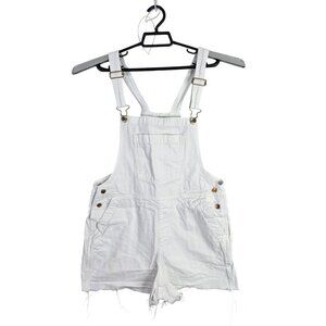 Womens Universal Thread White Denim Shortalls Romper 100% Cotton 3" Inseam 6